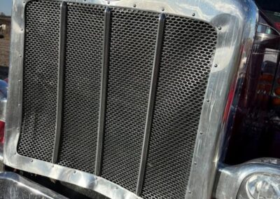 Truck grill damaged by deer strike